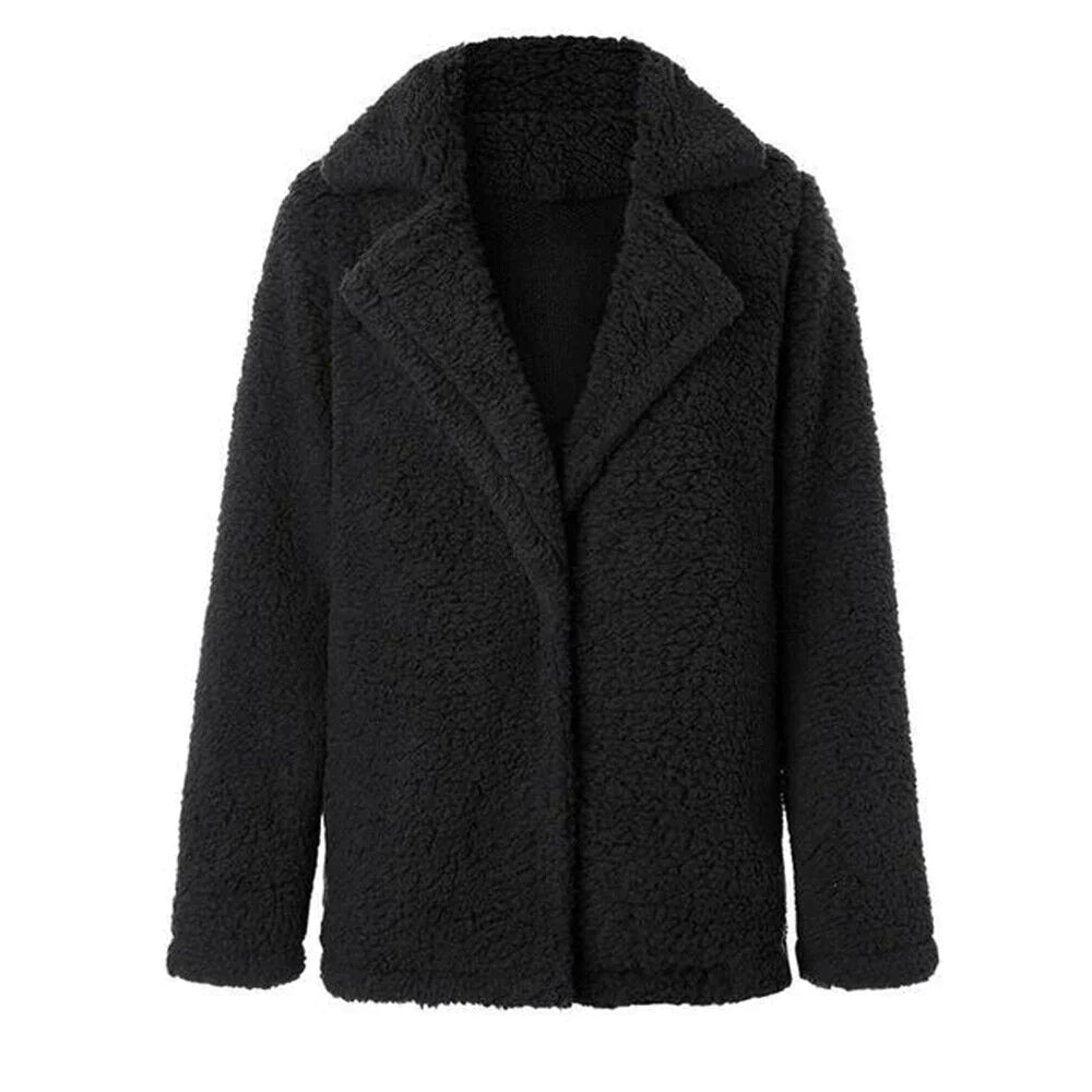 Damen Weich Teddy Winterjacke Warm