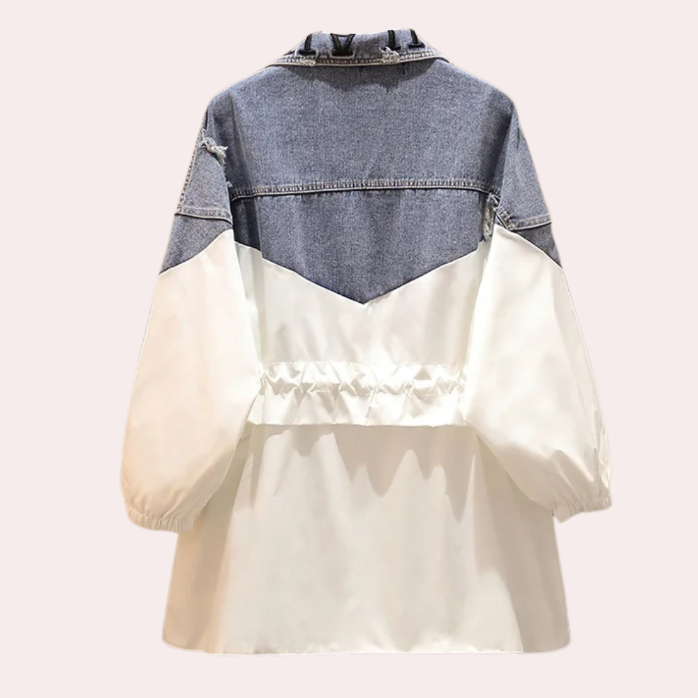 Herbstjacke Damen Modern Denim Schnüren - IdealeKleiden
