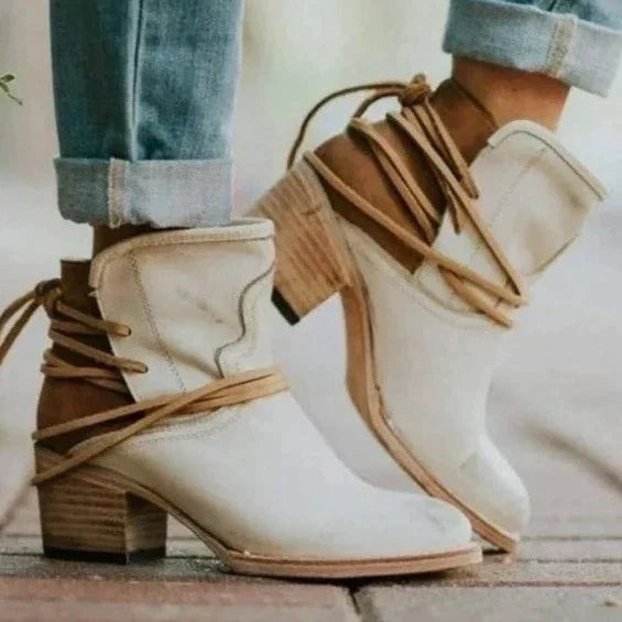 Stiefel Damen Hoch Dunkel Braun Rückenriemen - IdealeKleiden