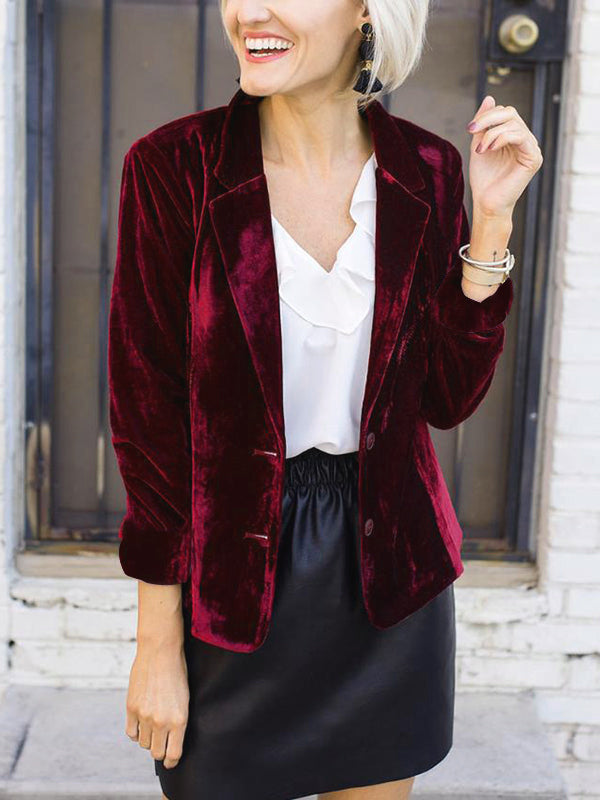 Damen Blazer Samt Optik Strukturiert