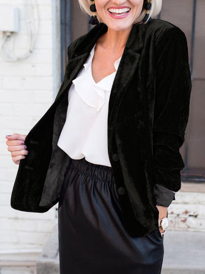 Damen Blazer Samt Optik Strukturiert