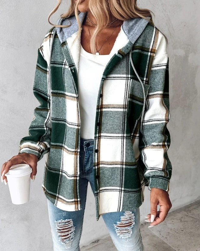 Damen Winterjacke Karo Lang Mantel - IdealeKleiden