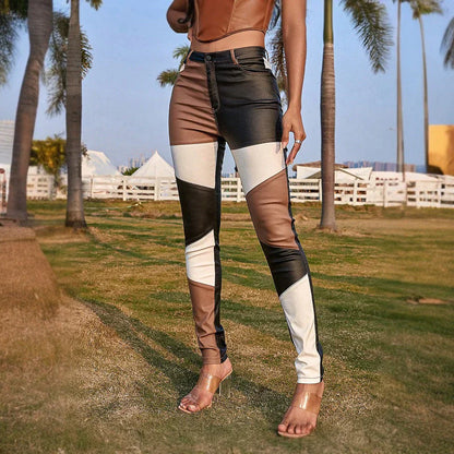 Bunte Röhrenhose Farbblock Design - IdealeKleiden