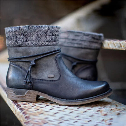 Stylische Retro-Stiefel Flach - IdealeKleiden