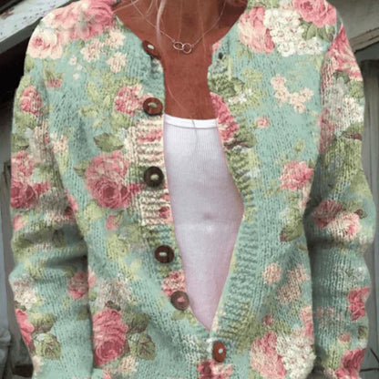 Strickjacke mit Blumenmuster Damen