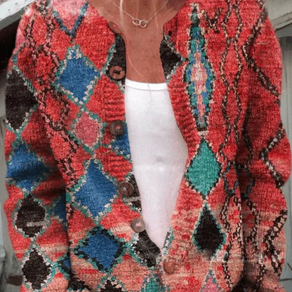 Strickjacke mit Blumenmuster Damen