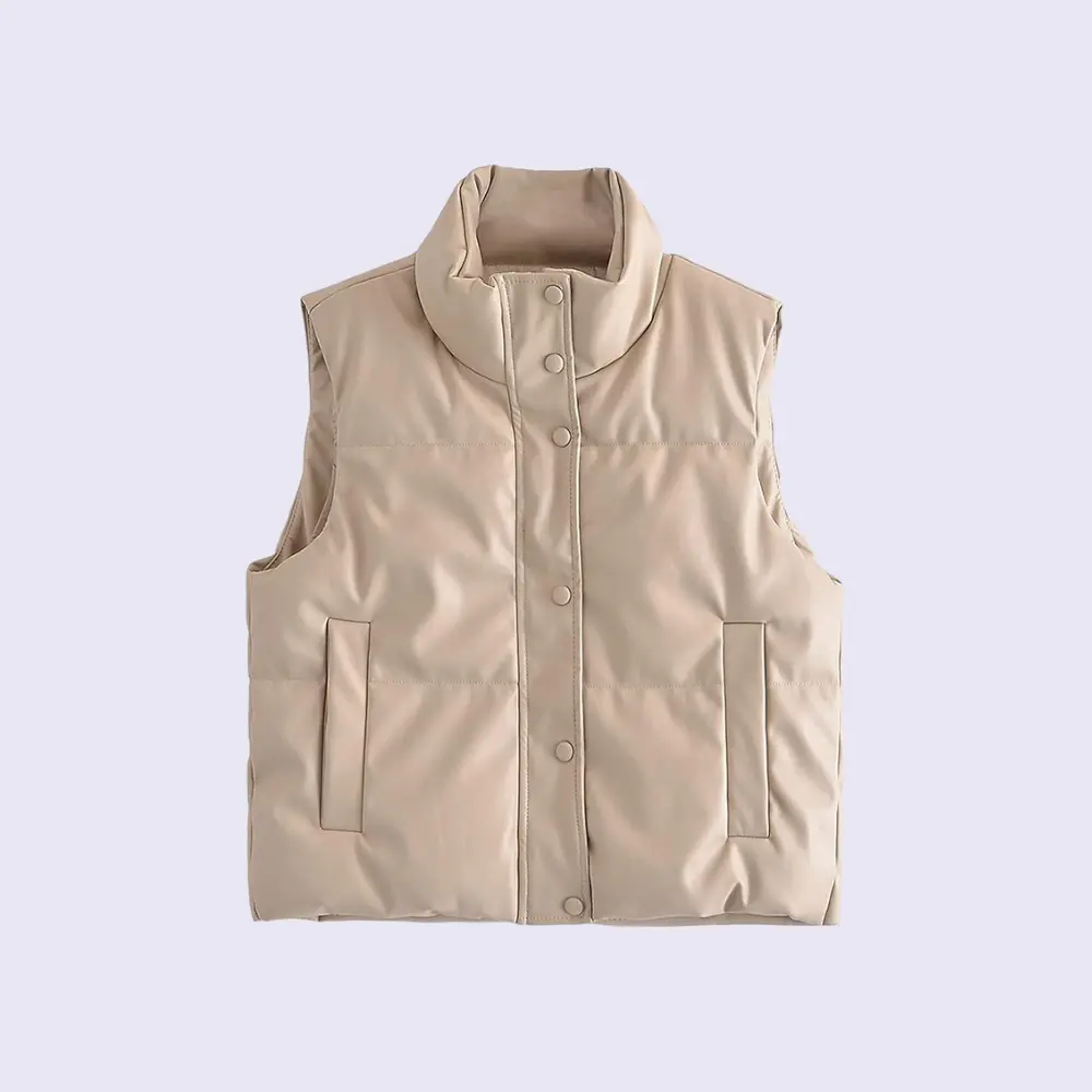 Stylische Pufferweste Kunstleder Damen