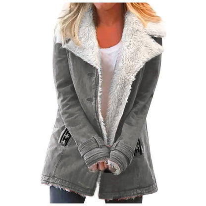 Damen Winterjacke Elegant Reverskragen Langärmlig