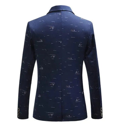 Stylischer Herrenblazer Weißer Druck - IdealeKleiden