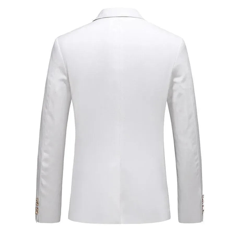 Stylischer Blazer Herren - Weißer Anzug Blazer Mit Vielen Taschen - IdealeKleiden