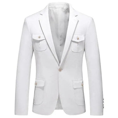 Stylischer Blazer Herren - Weißer Anzug Blazer Mit Vielen Taschen