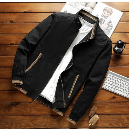 Herren Bomberjacke Baumwolle Stehkragen Modern