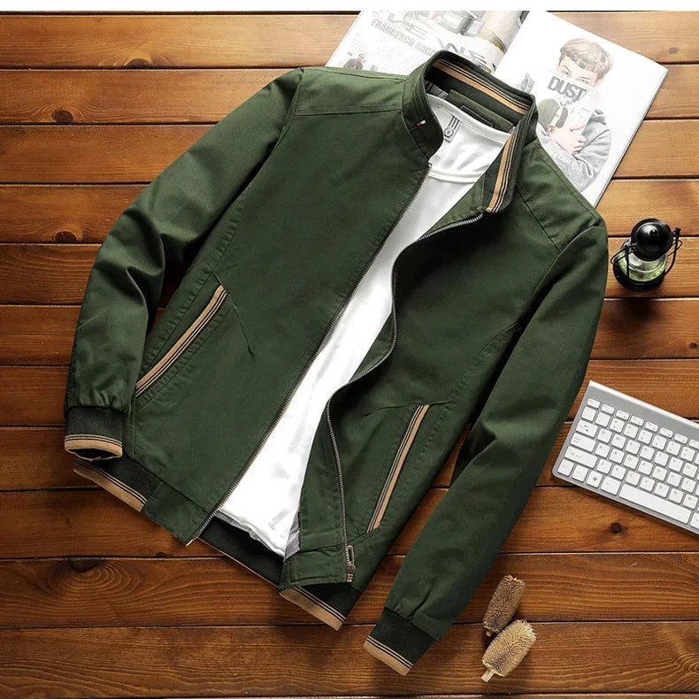 Herren Bomberjacke Baumwolle Stehkragen Modern