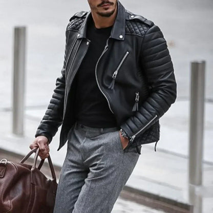 Herren Lederjacke Elegantes Design Reißverschluss - IdealeKleiden