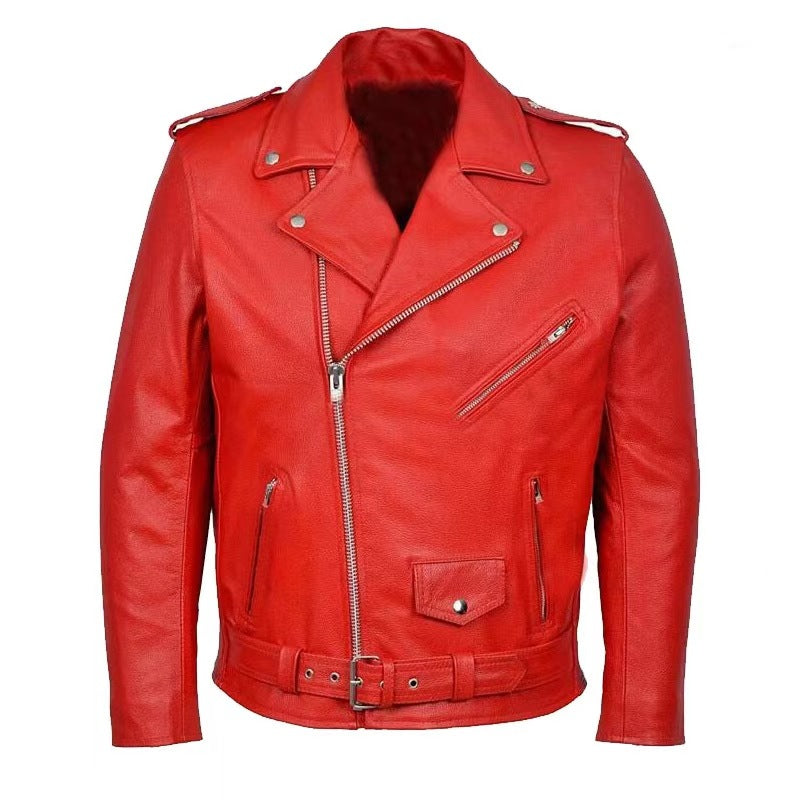 Herren Lederjacke Biker Style Asymmetrisch