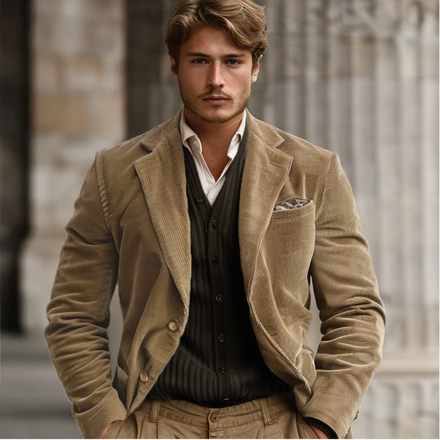 Herren Blazer Khaki Cord Elegant