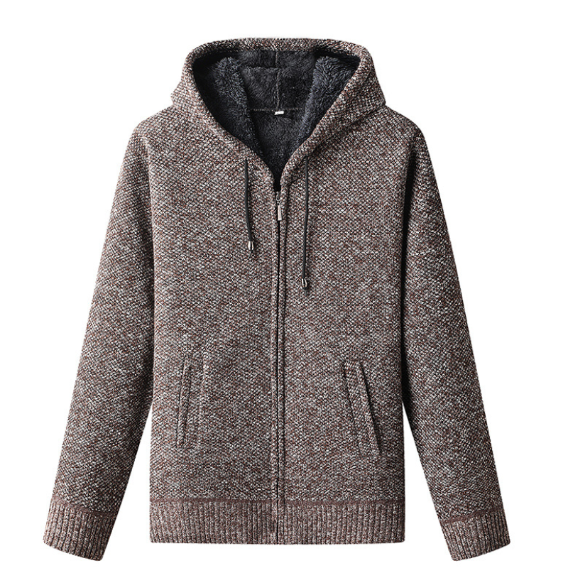 Herren Strickjacke Kapuze Reißverschluss Warm - IdealeKleiden
