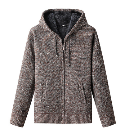 Herren Strickjacke Kapuze Reißverschluss Warm - IdealeKleiden