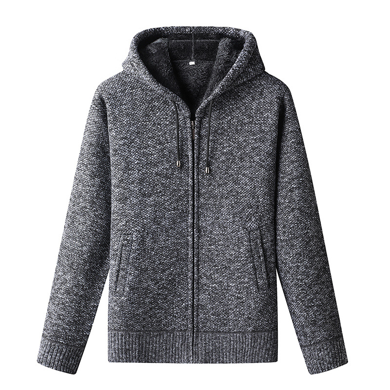 Herren Strickjacke Kapuze Reißverschluss Warm