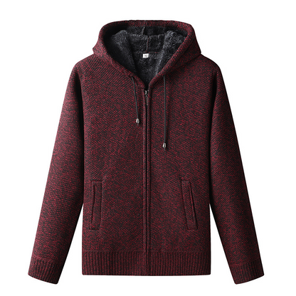 Herren Strickjacke Kapuze Reißverschluss Warm