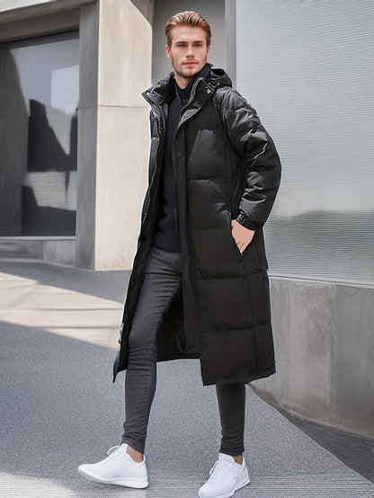 Herren Winterjacke Lang: Warm Gepolstert Reißverschluss Design