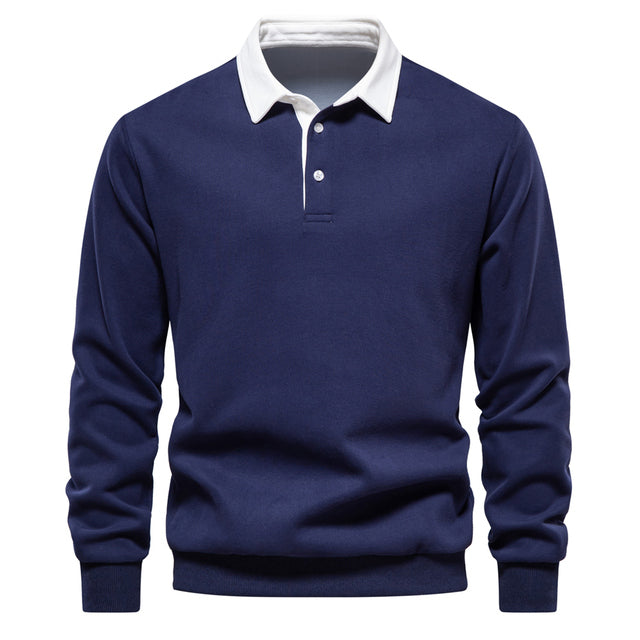 Herren Polo Pullover Langarm Modern