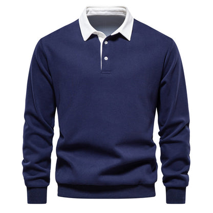 Herren Polo Pullover Langarm Modern