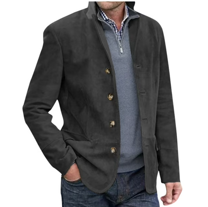 Herren Blazer Wildlederjacke Blau Braun Elegent