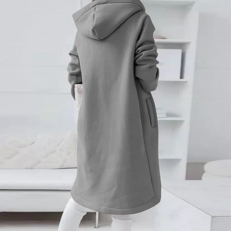 Stilvolle Mid-Länge Kapuzenjacke Damen - IdealeKleiden