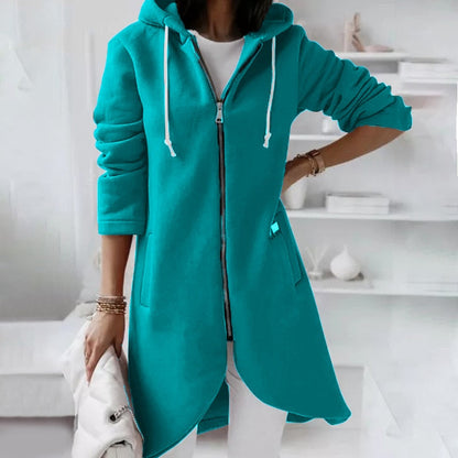 Stilvolle Mid-Länge Kapuzenjacke Damen
