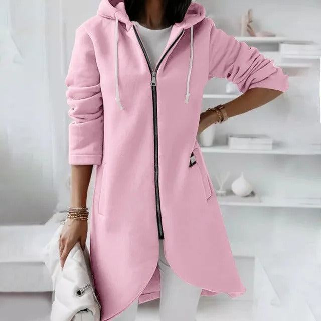 Stilvolle Mid-Länge Kapuzenjacke Damen