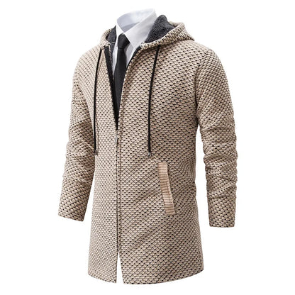 Modischer Herren Hoodie Mittellang Wollmelange
