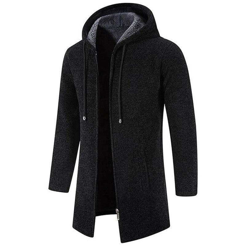 Modischer Herren Hoodie Mittellang Wollmelange