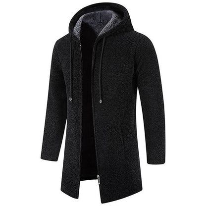 Modischer Herren Hoodie Mittellang Wollmelange