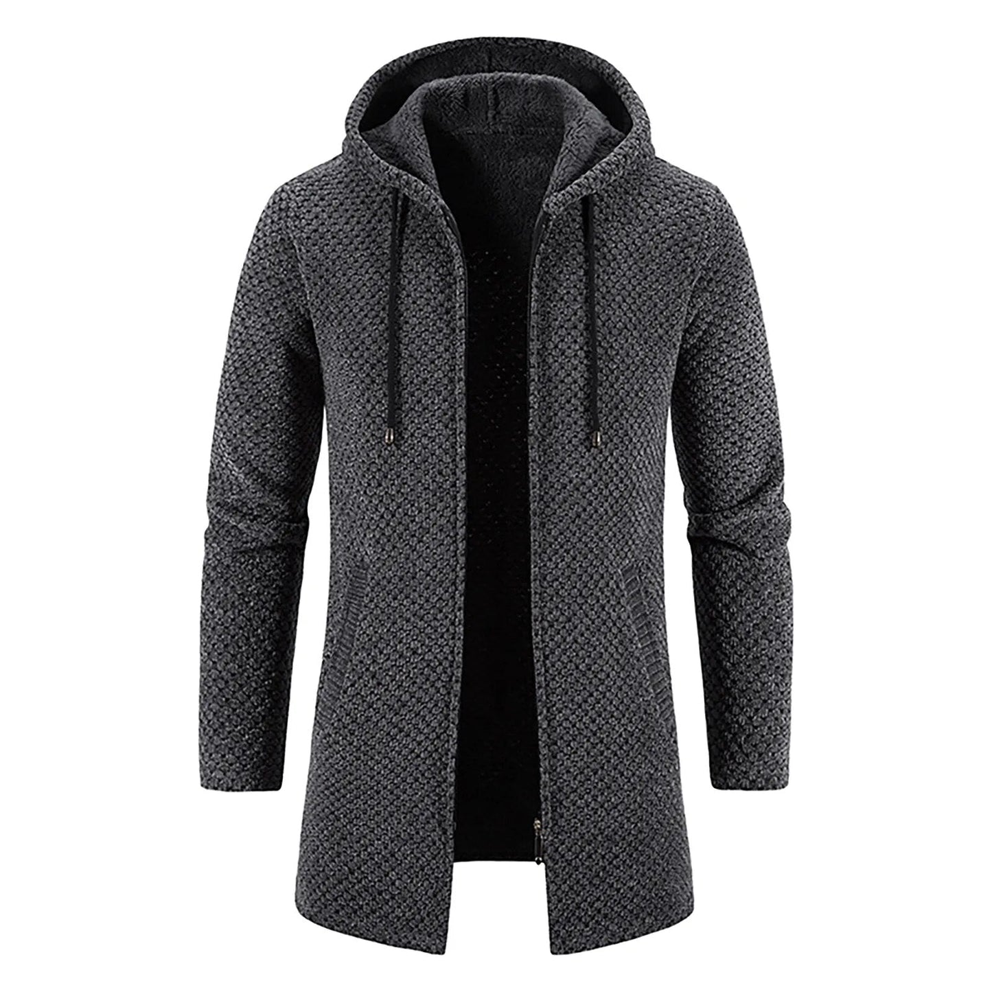 Modischer Herren Hoodie Mittellang Wollmelange