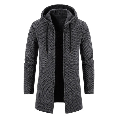 Modischer Herren Hoodie Mittellang Wollmelange