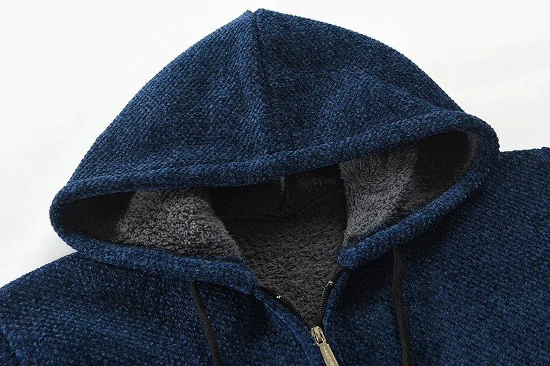 Modischer Herren Hoodie Mittellang Wollmelange - IdealeKleiden