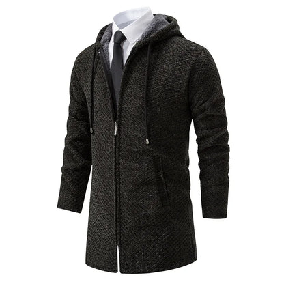 Modischer Herren Hoodie Mittellang Wollmelange