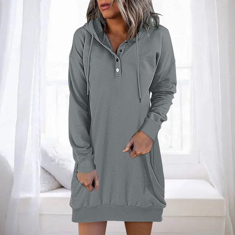 Eleganter Damen Hoodie Lang Schlicht