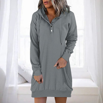 Eleganter Damen Hoodie Lang Schlicht