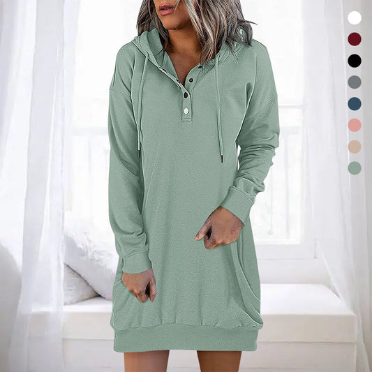 Eleganter Damen Hoodie Lang Schlicht - IdealeKleiden