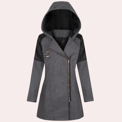Stylischer Damen Wintermantel mit Kapuze