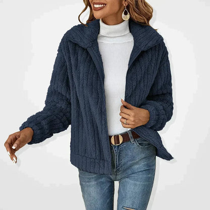 Plüsch-Mantel Relaxed Fit Hoher Kragen