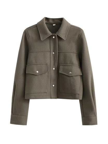 Praktische Kurzjacke Wollmischung Oversized Utility Look