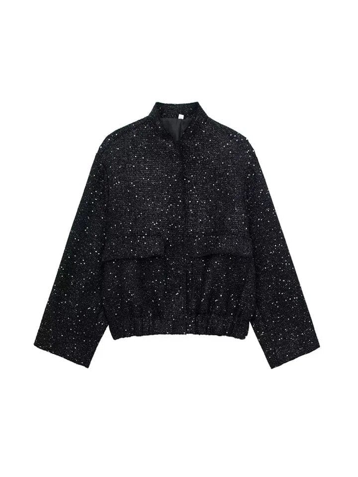 Glitzer Bomberjacke Damen Elegant