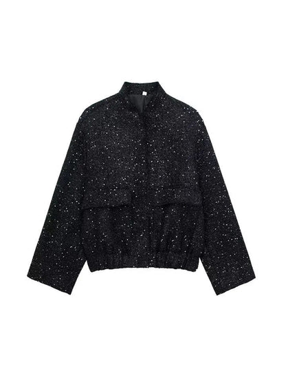 Glitzer Bomberjacke Damen Elegant