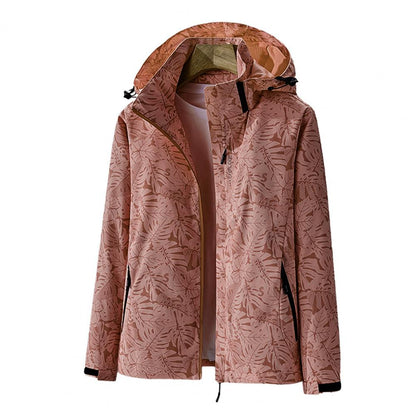 Wasserdichte Damenjacke Leicht mit Kapuze Blumenmuster