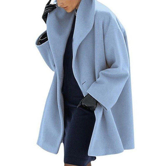 Eleganter Damen Wollmantel Moderner Kragen - IdealeKleiden