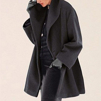 Eleganter Damen Wollmantel Moderner Kragen