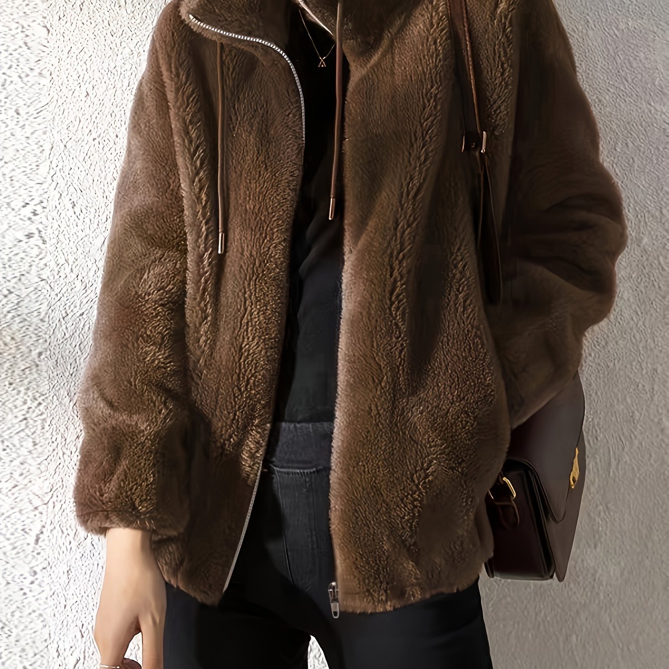 Lässige Teddyjacke Warm Bequem Reißverschluss